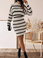 Zaida Aesthetic Knitted Turtleneck Dress for Women Elevated Occasion Wear