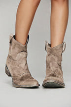Faux Suede Mid-calf Boots with Low Heels