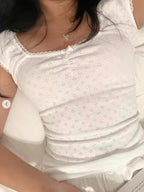 Square Neck Ruffle Short Sleeve Tee
