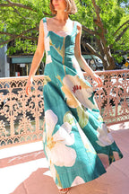 Square Neck Floral Print Maxi Cami Dress