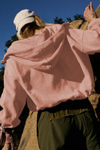Sporty Drawcord Solid Cropped Sweatshirt