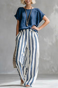 Capri Stripe Two-Piece Linen Top & Pants Se