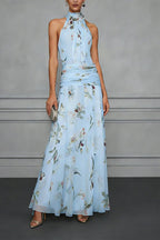 Aria Ruched Halter Floral Dress