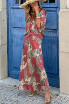 Abbie Satin Tiger Print High Rise Elastic Waist Maxi Skirt