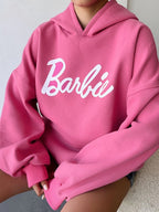 Contrast Color Letter Print Oversized Hoodie