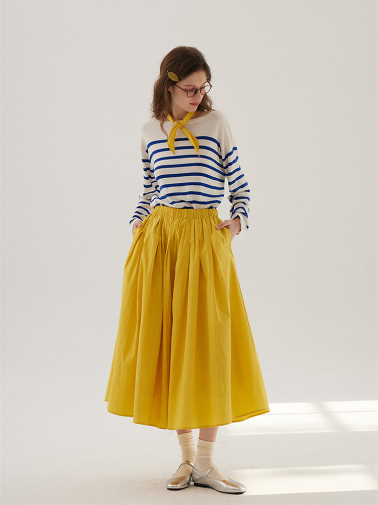 Solid Color Cotton Medium Elastic Straight Leg Trousers