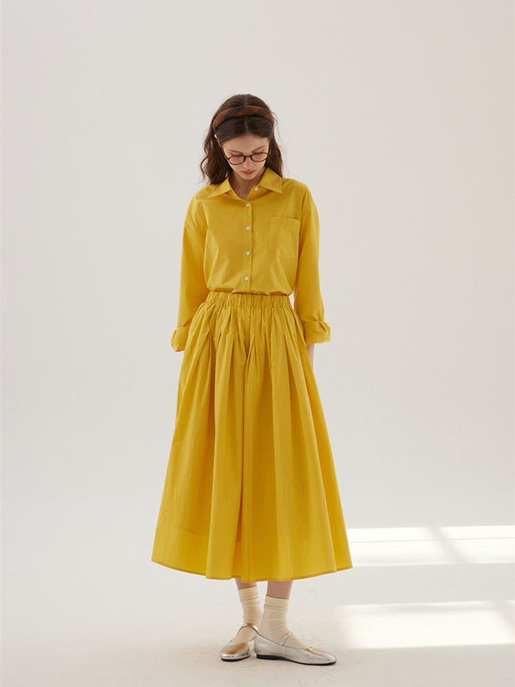 Solid Color Cotton Medium Elastic Straight Leg Trousers