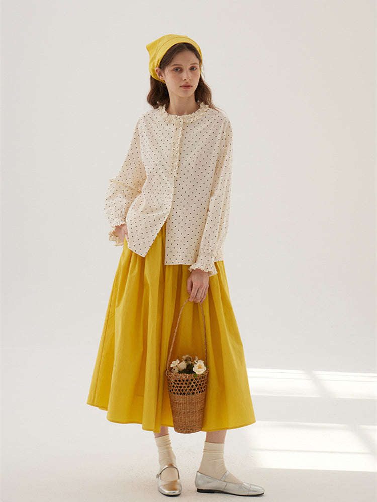 Solid Color Cotton Medium Elastic Straight Leg Trousers