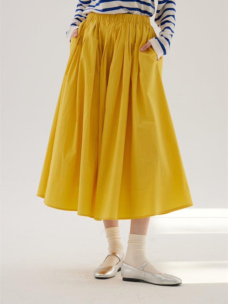 Solid Color Cotton Medium Elastic Straight Leg Trousers