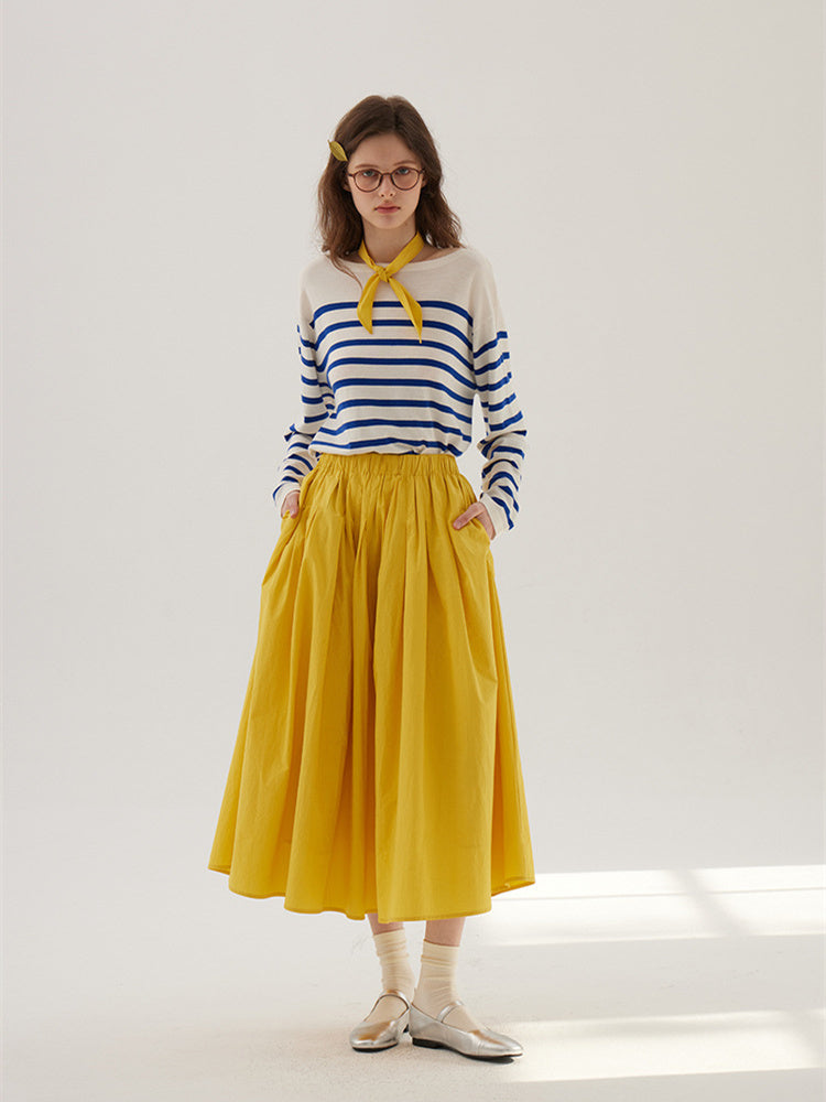 Solid Color Cotton Medium Elastic Straight Leg Trousers