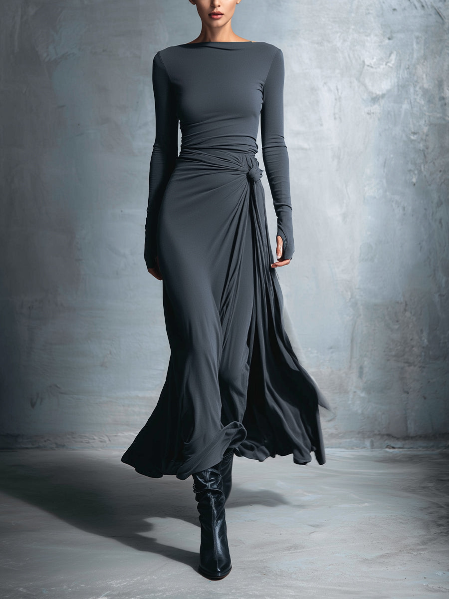 | Gray Stretch Wrap Dress