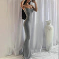 Knit Scoop Neck Spaghetti Strap Bodycon Maxi Slip Dress