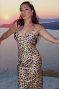 Sexy Leopard Print V Neck Slim Maxi Dress
