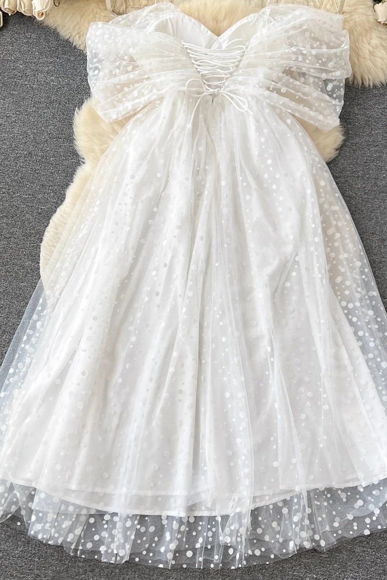 White V-Neck Raglan Sleeve Wrap Midi Dress