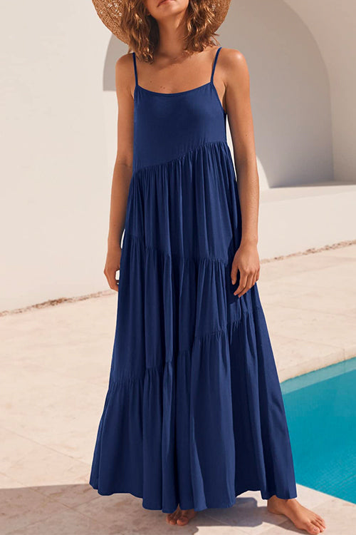 Adjustable Straps Tiered Maxi Beach Dress