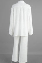 Solid Cotton Wrinkled Shirt Pants Two Piece Set