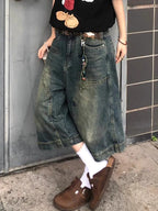 American Vintage Washed Aged Denim Shorts