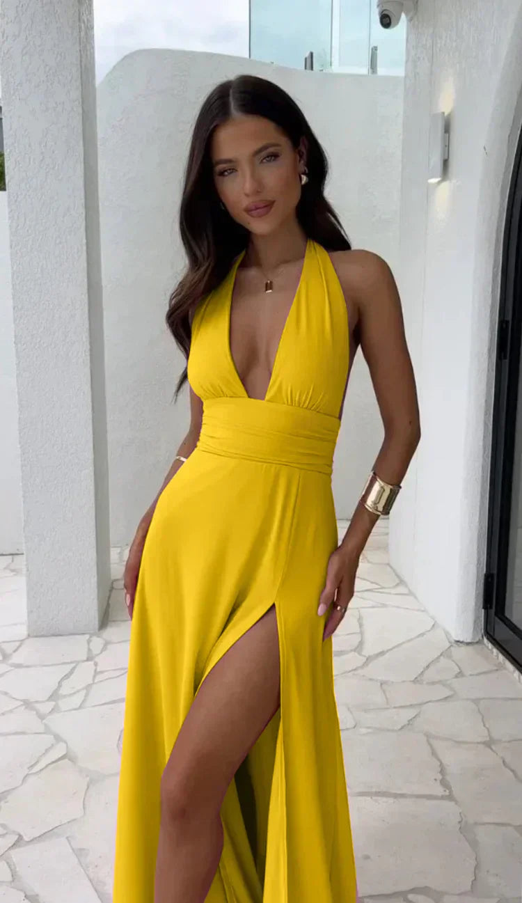 Carina Premium Dress with V Neckline Elevated Occasion Wear