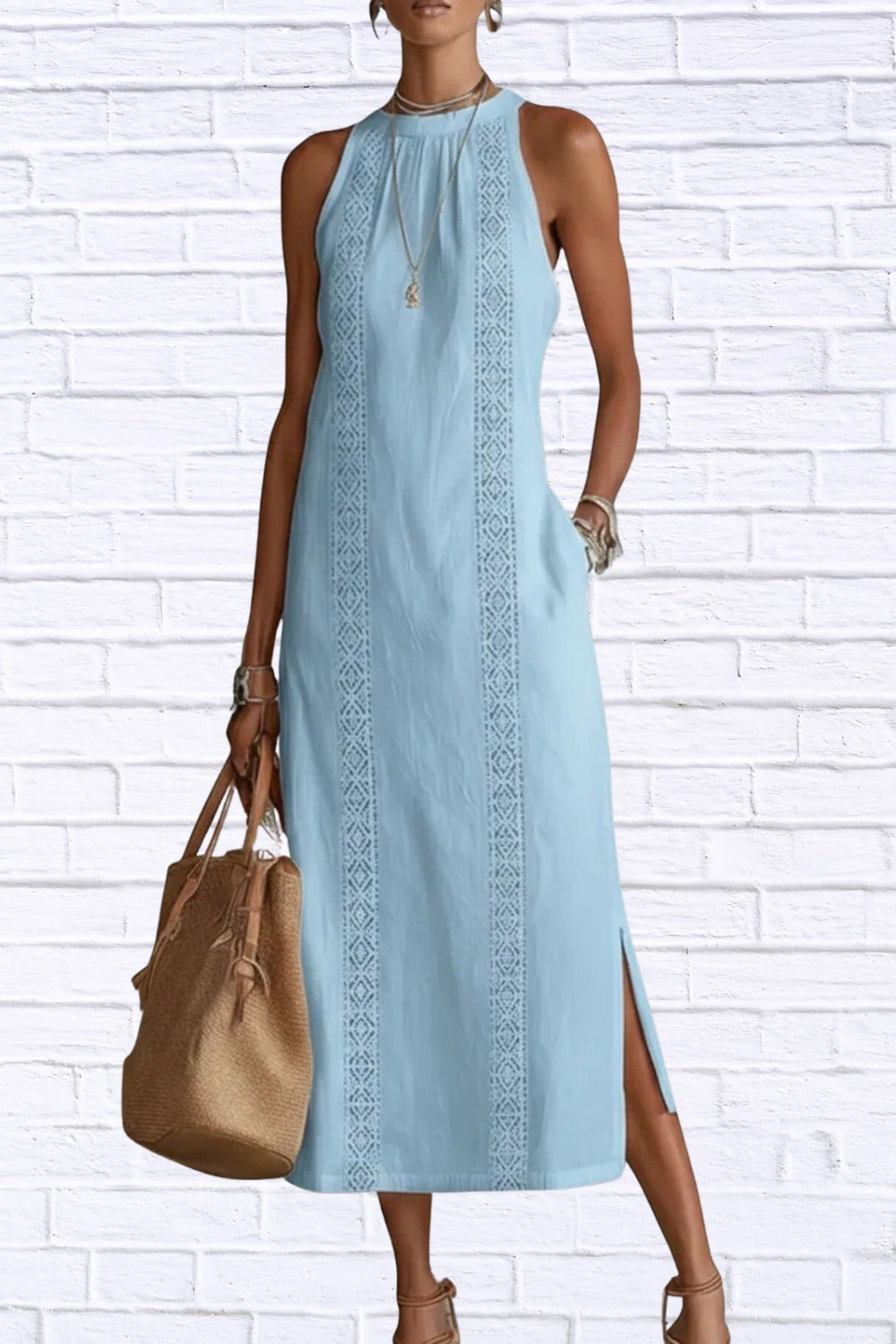 Sleeveless Side Slit Midi Dress | Elegant Women__ Style