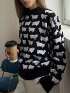 Alpaca print crew neck sweater