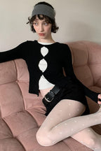 Romantic Cotton Cropped Long Sleeve Fitted Base Layer