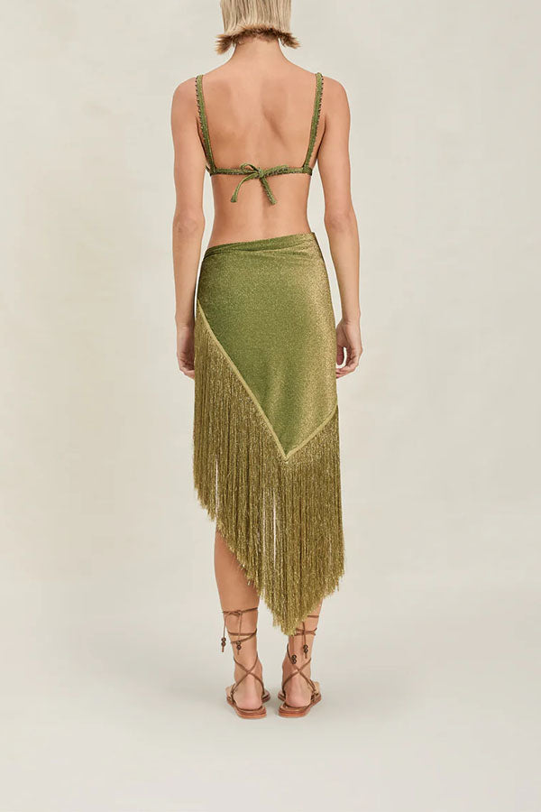 Metallic Tassel Scarf: Perfect for A Luxurious Halter Top or A Belted Skirt