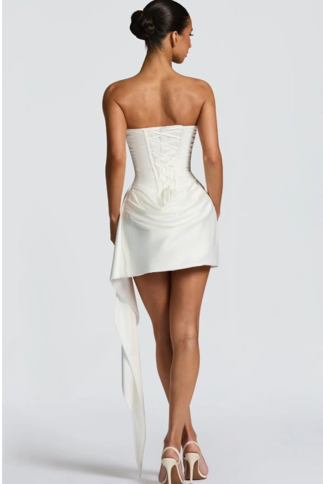 Strapless Scarf Neck Detail Bodycon Mini Dress