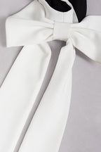 Bandage One-shoulder Color Block Bow Cocktail Dress