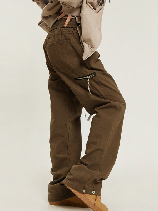 Casual Zipper Decor Cargo Pants