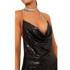 Self Love Metallic Mesh Crystal Straps Mini Dress