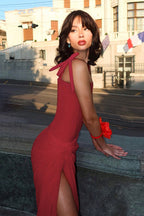 Spaghetti Strap Square Neck Corset Draped Maxi Slip Dress