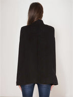 Woolen Poncho Coat Stand Collar Double Breasted Women Cape Outerwear