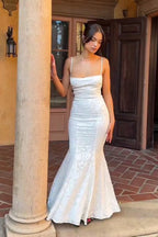 Spaghetti Strap Square Neck Mermaid Maxi Dress