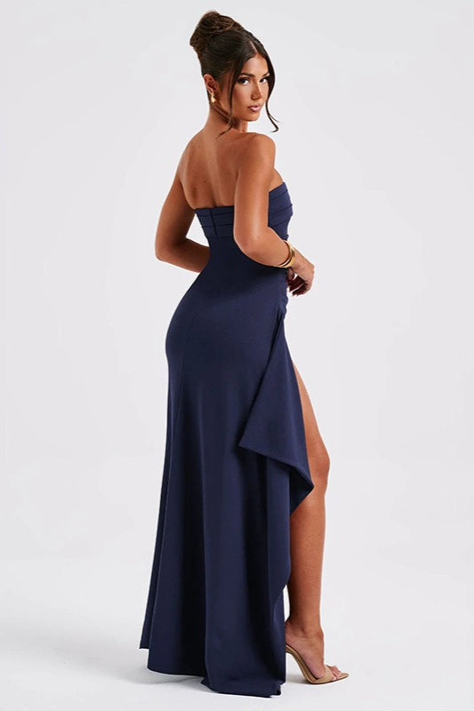 Strapless High Slit Maxi Dress