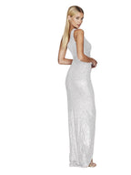 One-shoulder Tie-up Pleated Sweet And Spicy Sequined Dress