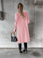 Long Sleeves, Lapel, Solid Color, Double-breasted, Slim Fit Coats