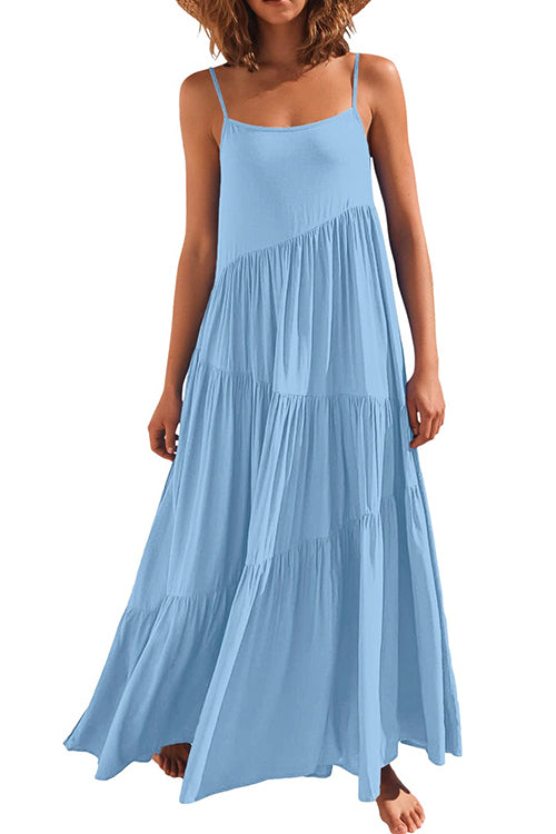 Adjustable Straps Tiered Maxi Beach Dress