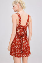 Dainty Floral Print Deep V-Neck Wide Strap A-Line Mini Dress