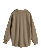 Solid Color V Neck Asymmetric Hem Oversized Hoodie
