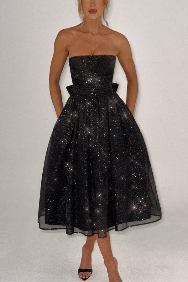 | Off Shoulder Backless Maxi Dress with Bow