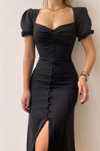 Sweetheart Neck Short Sleeve Dress