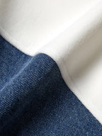 Denim Splice Letter Print Lapel Neck Oversized Hoodie