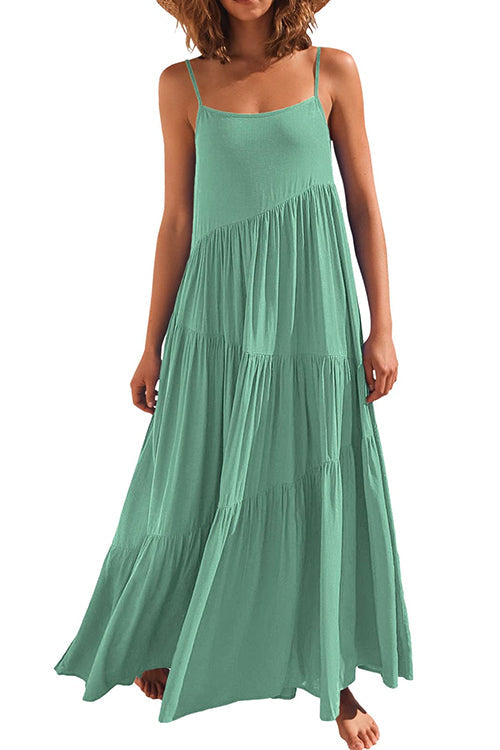 Adjustable Straps Tiered Maxi Beach Dress