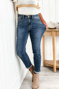 Distressed High Rise Stretchy Denim Pants