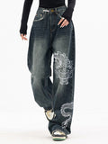 Vintage Dragon Print Boyfriend Jeans