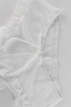 Frill Trim Tie Front Cami Crop Top Shorts Set
