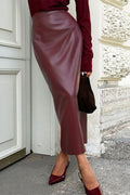 Angora Red Split Bodycon Skirt