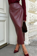 Angora Red Split Bodycon Skirt