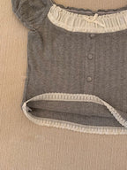 Lace edge contrast stitching Short Sleeves SKnits