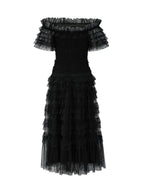 Party Maxi Dresses Embellished Collar Ruffles Polka Dot Sheer Semi Formal Dress